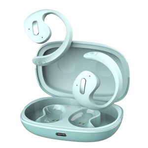 itel Buds Open 100 with Open Wire Stereo||16mm Driver||40H Playtime||Fast Charging||BT V5.3|| IPX5 Water Resistance (Misty Aqua)