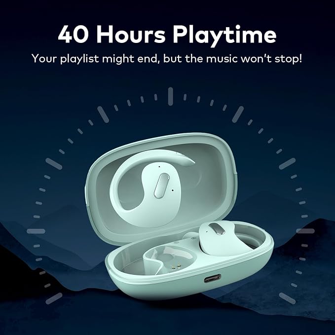 itel Buds Open 100 with Open Wire Stereo||16mm Driver||40H Playtime||Fast Charging||BT V5.3|| IPX5 Water Resistance (Misty Aqua) - Image 2