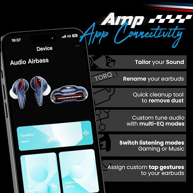 Boult x Mustang Torq Wireless in Ear Earbuds with 50H Playtime, App Support, Quad Mic ENC, 45ms Low Latency, Breathing LEDs, 13mm Drivers, Touch Control, Made in India IPX5 Ear Buds TWS Bluetooth 5.4 - Image 6